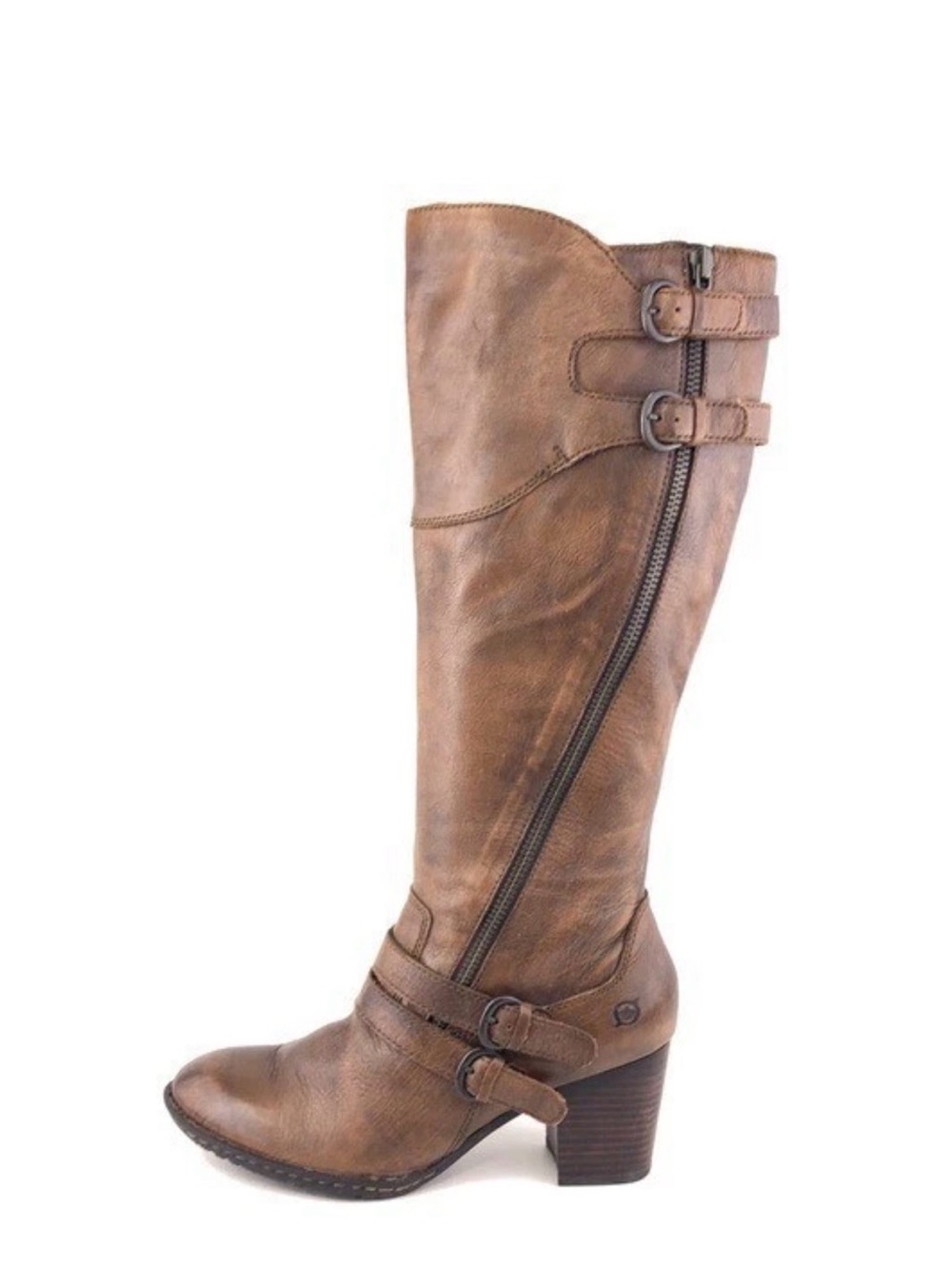 Born Milari Marrone Brown Leather Tall Heeled Boots Womens Size 7.5